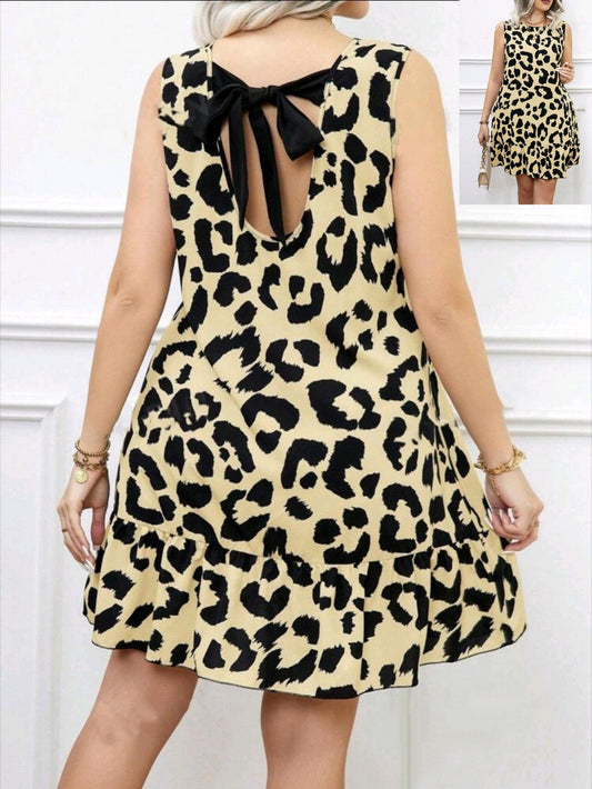 Leopard Print Nude Plus Size Dress
