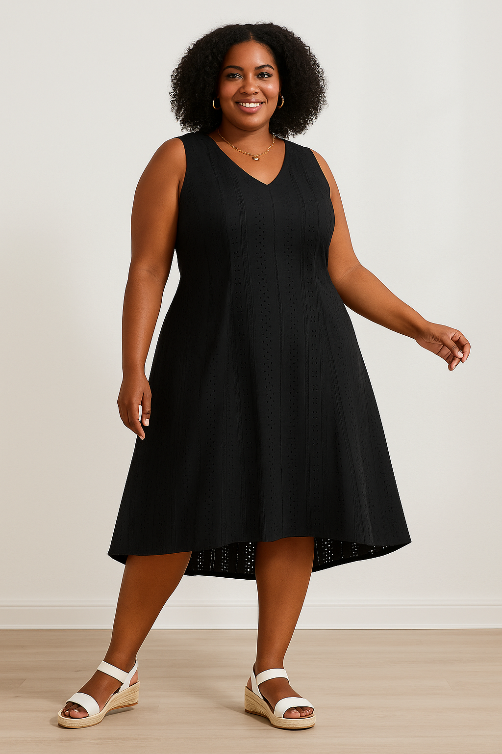 Black V-Neck Plus Size Dress